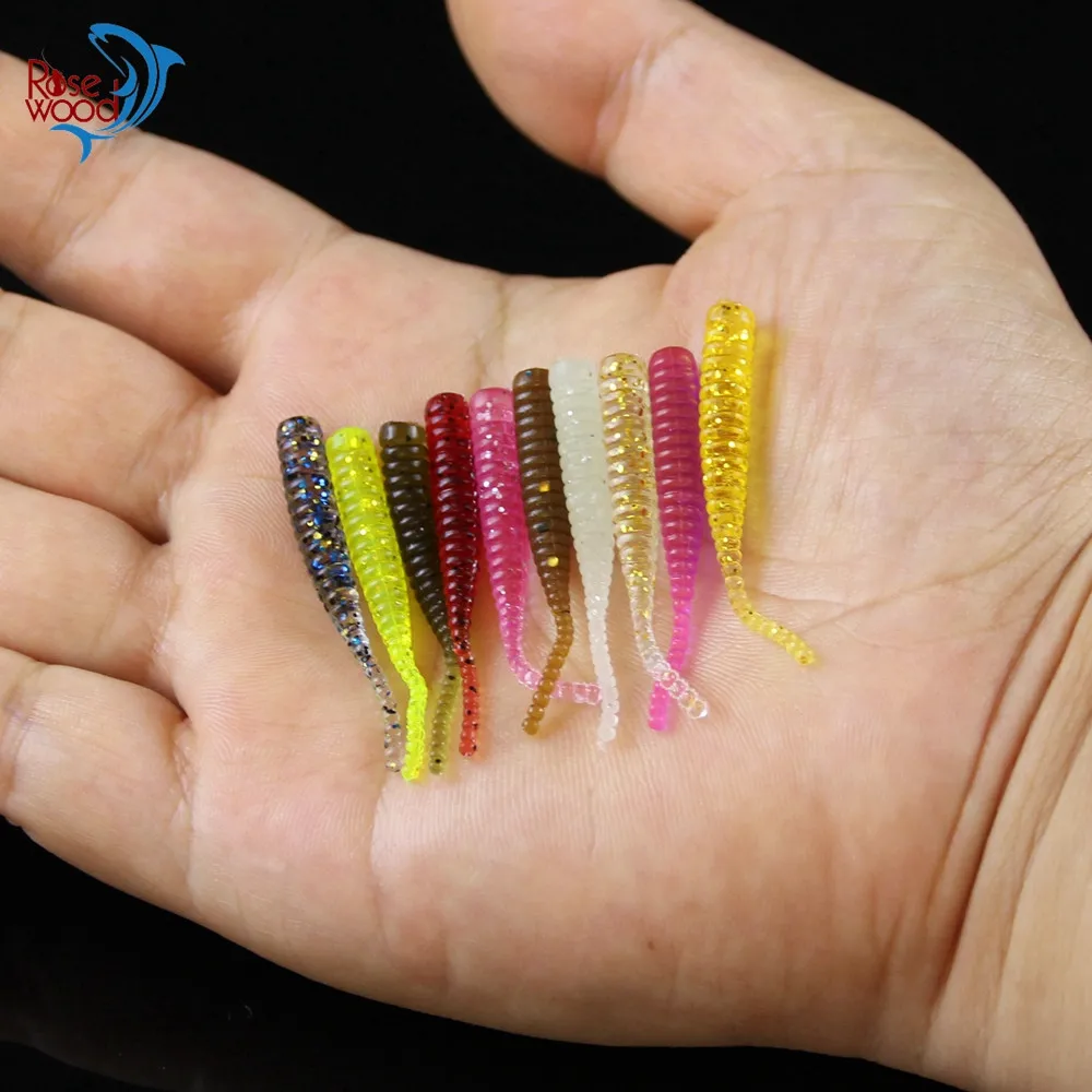 100pcs Pesca Artificial Soft Bait 4cm0.3g UL Fishing Worm Swimbaits Soft Lure Carp Fishing Bait Fishing Lure Mixed Colors  (42)