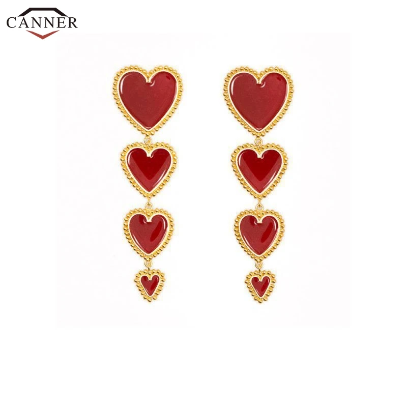 Big Heart Drop Earrings for Women Long Dangle Earrings 2019 Party Jewelry Silver/Gold Statement Earings pendientes mujer H40