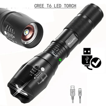 

XM-L T6 CREE LED Flashlight torch G700-U Micro usb Rechargeable Zoomable xml torch flash light for usb Direct Charging 18650