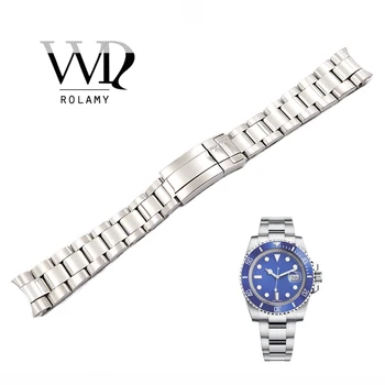 

Rolamy Watch Band 20 21mm Stainless Steel Strap Two Tone Hollow Curved End Solid Screw Links Replacement Watchbands Watch Strap