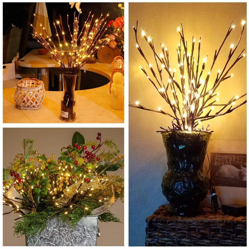 Christmas Wicker Vase Decorative LED Lights7