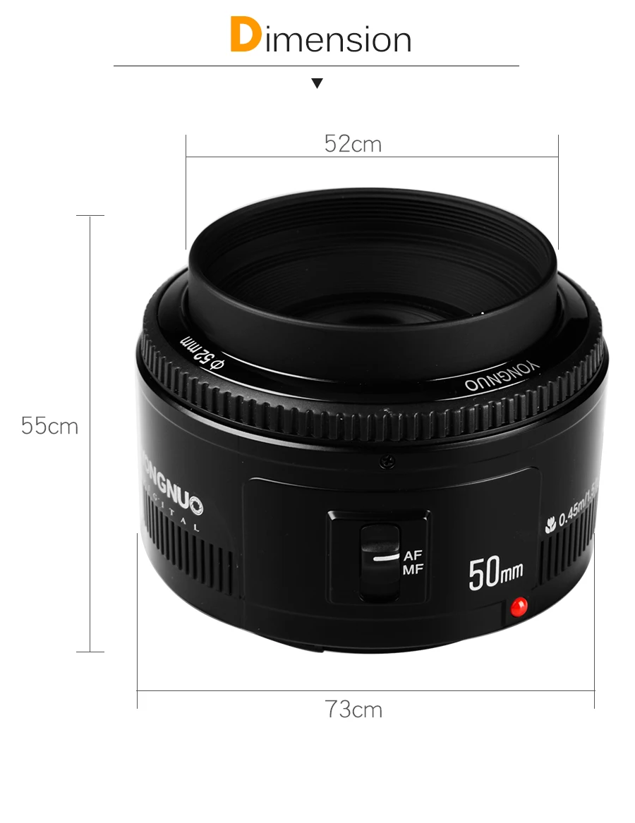 YONGNUO YN 50 мм F1.8 объектив с большой апертурой с автофокусом 50 мм/f1.8 для Canon EOS DSLR камер