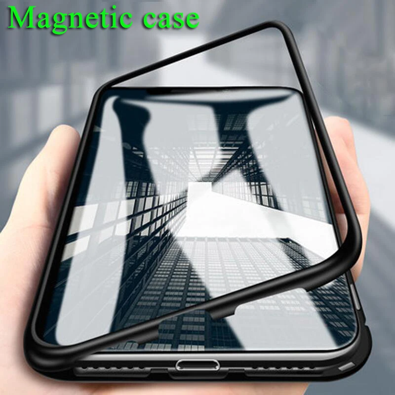 

Magnetic Adsorption Case For iPhone X XS Max 10 8 7 6 S Plus coque Tempered Glass Magnet Back Cover For iPhone XR XS Max fundas