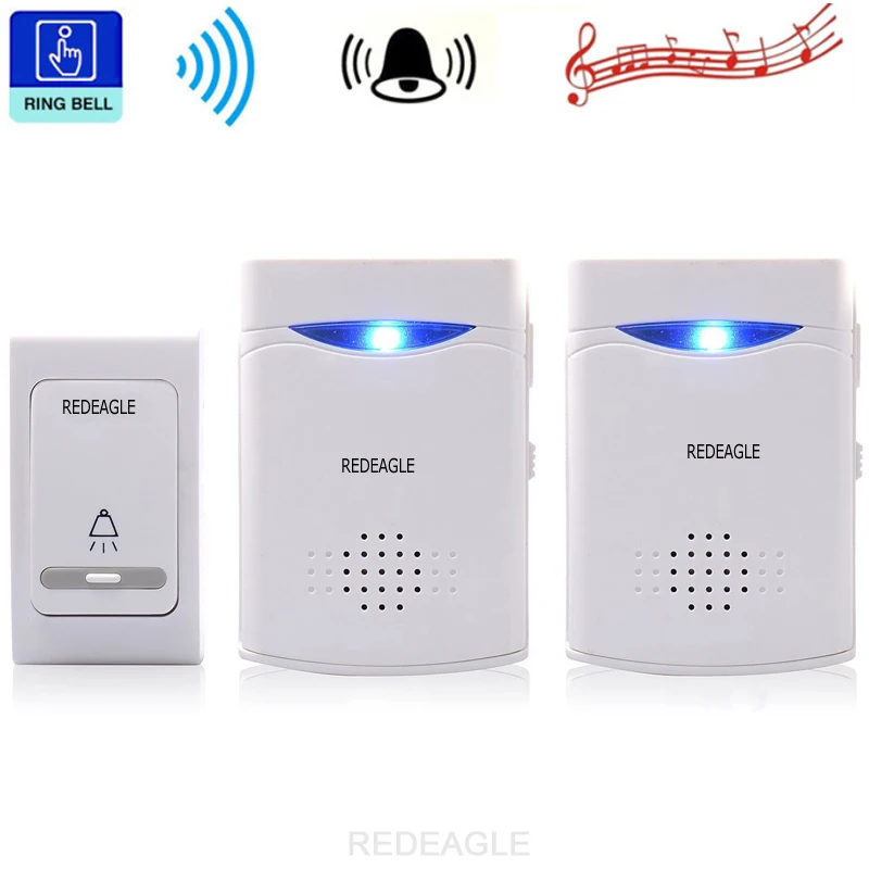 Wireless Doorbell Digital Remote Control Door Bell LED Receiver 1V2 Doorbells V006B2 38 Tunes Chimes | Безопасность и защита