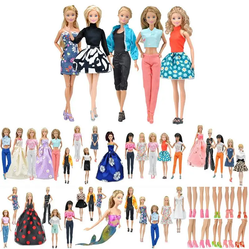 

5 Outfits Fashion Dress Daily Pants / Skirt / Tank/Shoes Clothes For Barbie Doll