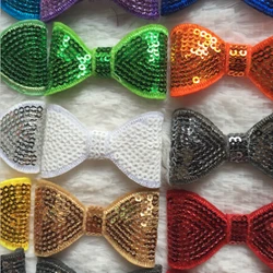 

Free Shipping 51pcs/lot 2'' Embroideried Sequin Bows Knot Applique WITHOUT Clips,Kids Boutique Hair Bows Girls Hair Accessories