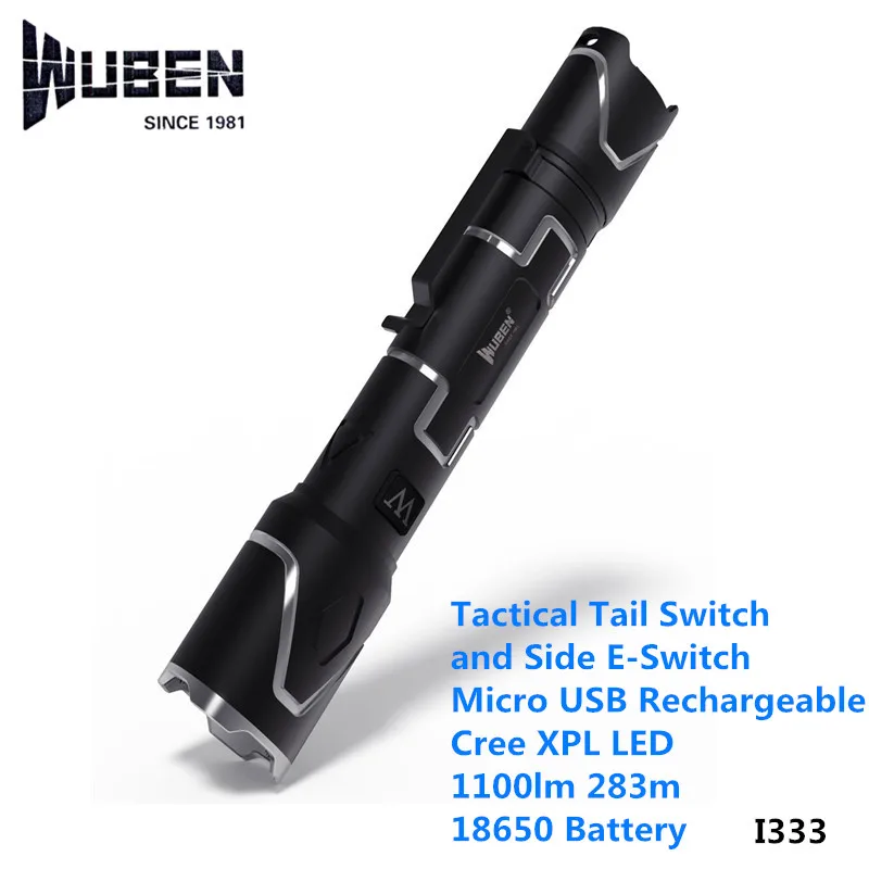 Wuben I333 18650 микро usb зарядка фонарик для самозащиты 1100lm мощный перезаряжаемый
