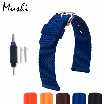 

MS Silicone Watchband Diver Watch Band Rubber Watch Strap with Brushed Stainless Steel Buckle Clasp 18/20/22/24 mm Watch Strap