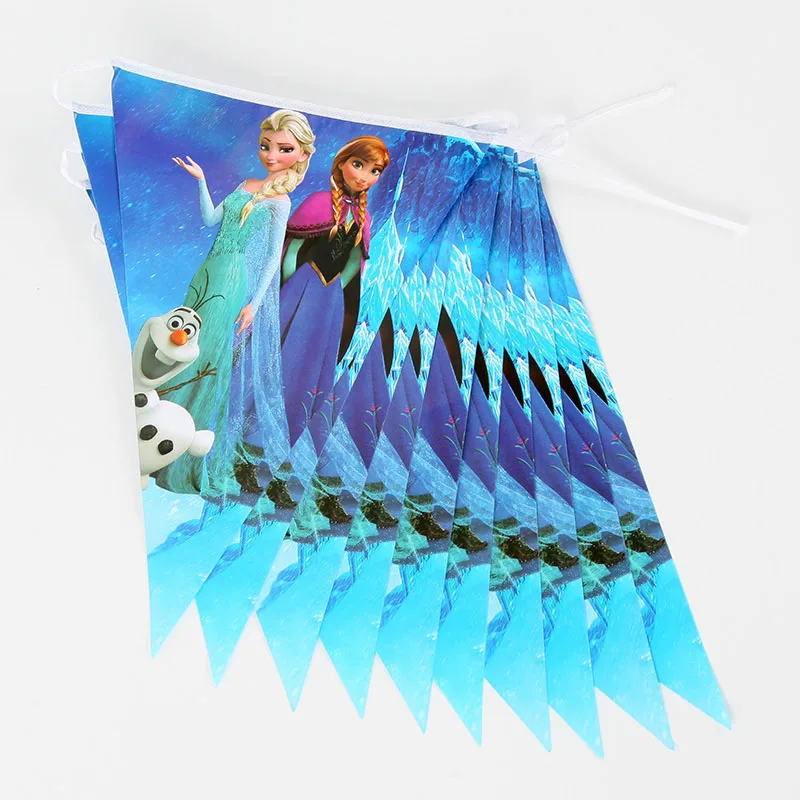 Frozen Party Anna Snow Baby Birthday Party Decorations Kids Girl Party Supplies Party Decoration Set baby shower - Цвет: flags 1Set