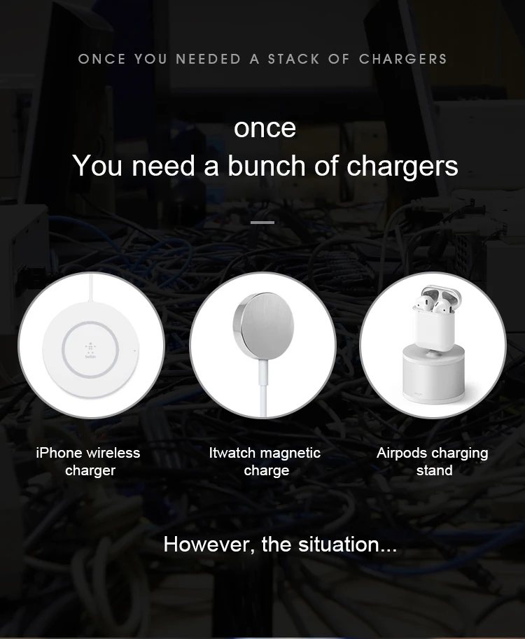 !ACCEZZ 3 in 1 QI Wireless Charger For iphone 8 8P Plus X XS MAX XR Quick Charge For Apple i Watch 1 2 3 4 AirPods Fast Charging (3)