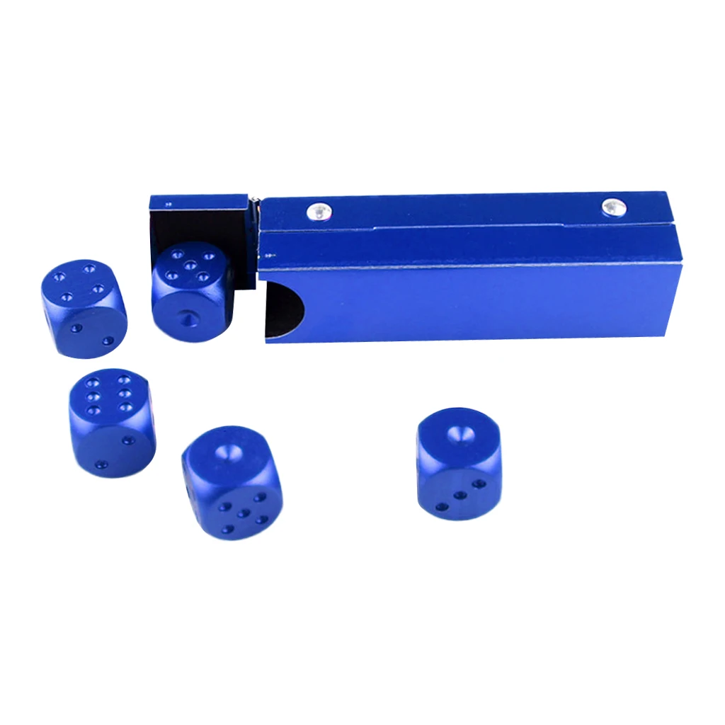 5 Pieces Aluminum Alloy 6 Sided Square Cube Spot Dice Round Corner for Camping Travell Birthday Family Party Games Supplies