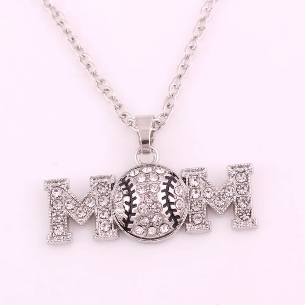 New Baseball MOM Rhinestone Necklacein Pendant Necklaces from Jewelry