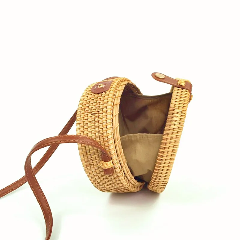 SMOOZA тканая ротанговая сумка, круглая соломенная сумка на плечо, маленькие пляжные сумки, женские летние полые ручные сумки через плечо