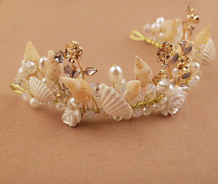 

Handmade Starfish Pearl Shell Conch Alloy Crown Star Fish Headdress Studio Accessories
