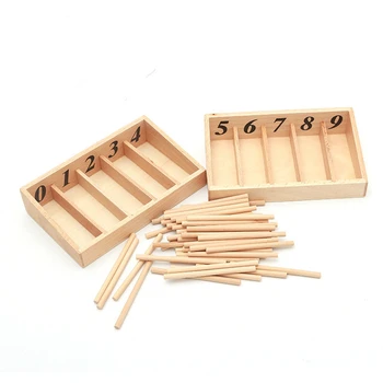 

Montessori Educational Wooden Toys For Children Spindle Box With 45 Spindles Mathematics Learning and Spindle Rod Family Version