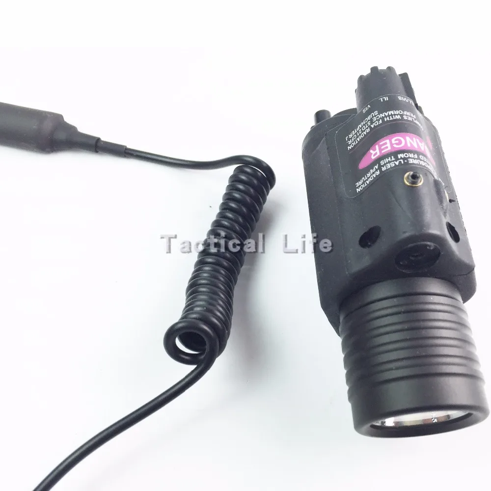 New Tactical Hunting M6 White Flashlight Red Laser Optronics Precision LED Light With Tail Switch Black