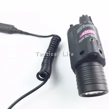 New Tactical Hunting M6 White Flashlight Red Laser Optronics Precision LED Light With Tail Switch Black