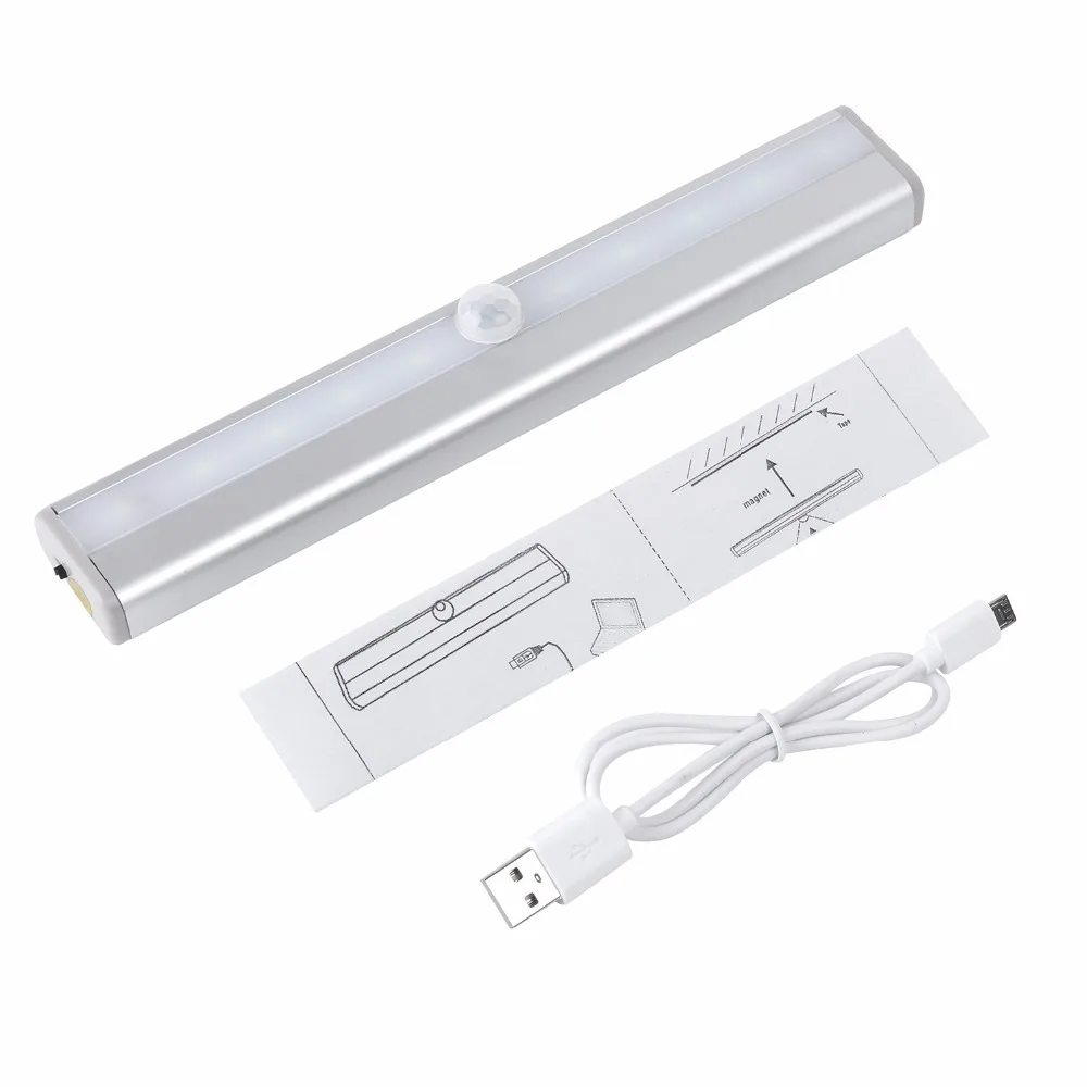 GO OCEAN Under Cabinet Lights Night Lighting Battery Wireless 10 LED Closet Lamp Motion Sensor Night Light USB Charging Lamps (3)