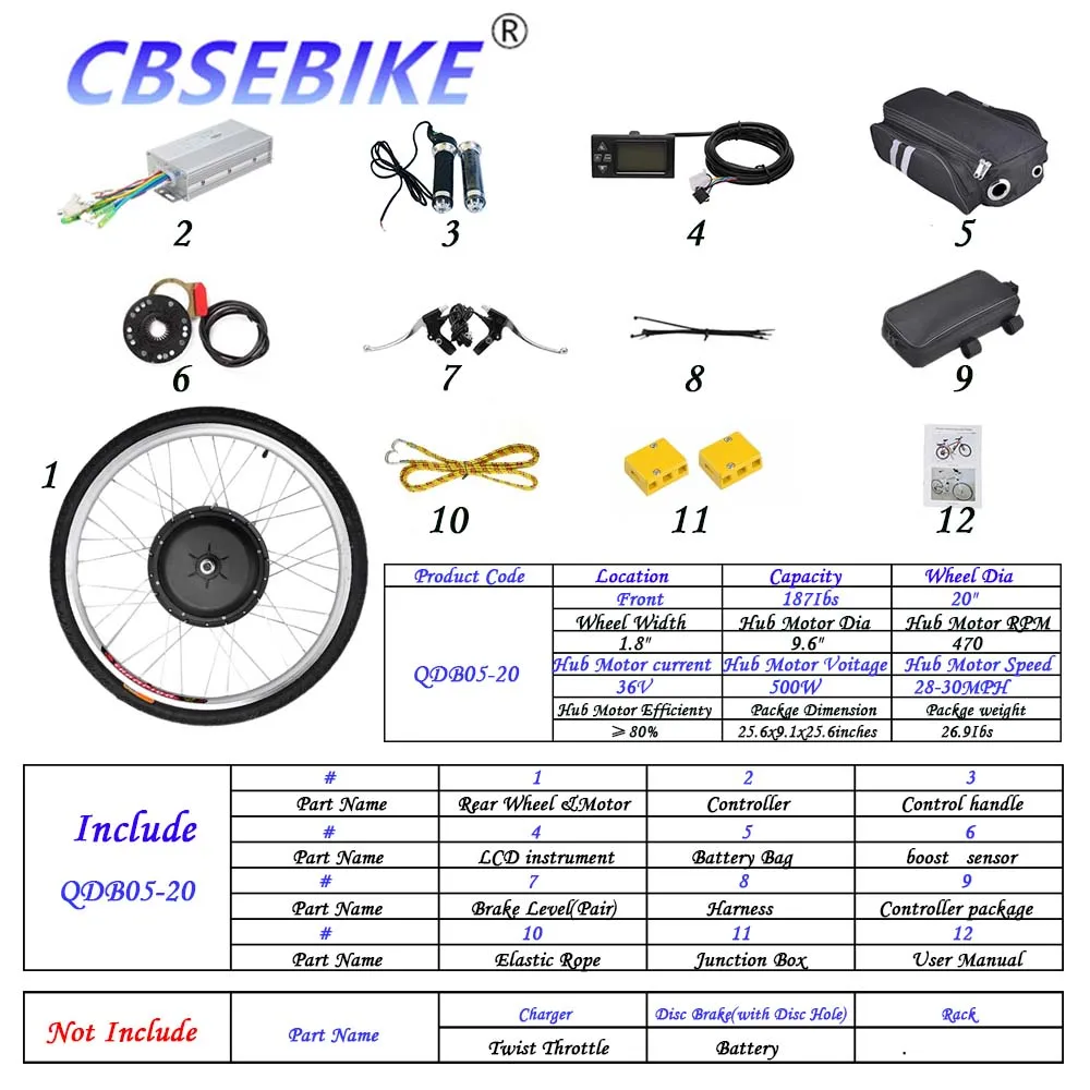 CBSEBIKE Ebike рама комплект Электрический велосипед 20 дюймов переднее колесо комплект высокоскоростное преобразование QDA06-20 - Цвет: 20inch 36v500w QDB5