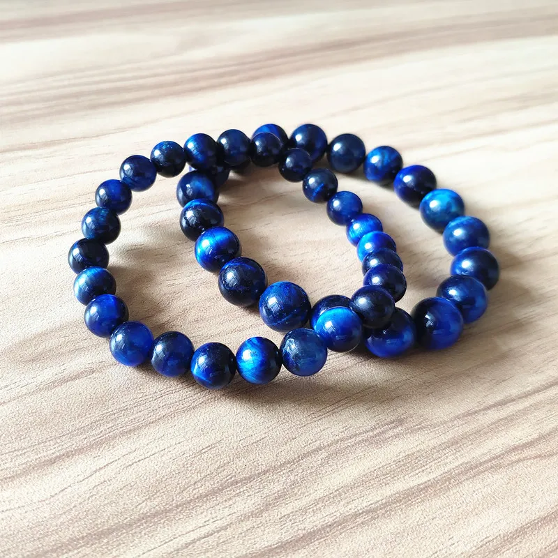 

Blue Tiger Eye Beads Strand Bracelets Natural Stone Round Beads Elasticity Rope Men Women Bracelet Fashion Jewelry Accessories