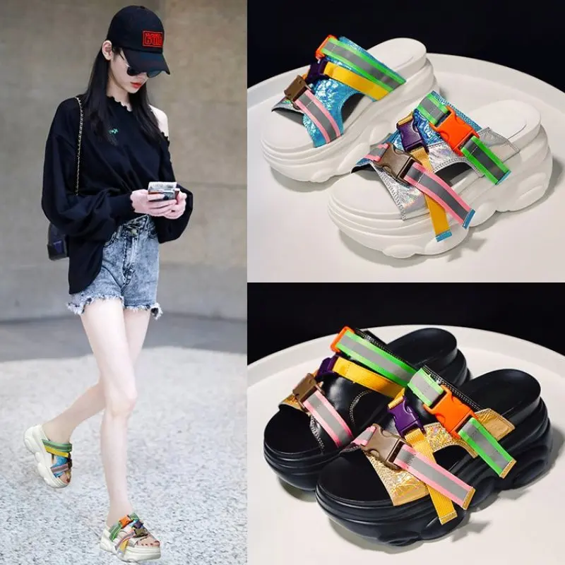 2019 Summer Chunky Sandals Wedge Platform Women Shoes Female Buckle Leather Casual high heel Sandal Woman 8cm Platform Sandals 2019 Summer Chunky Sandals Wedge Platform Women Shoes Female Buckle Leather Casual high heel Sandal Woman 8cm Platform Sandals