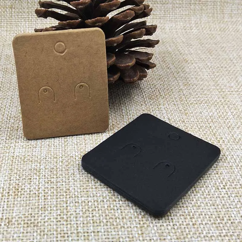 

2017 New DIY Free Shipping Wholesale 5x6CM 1Pain Earring Card Black/Kraft Earring Display 1 Lot = 100pcs Cards+100 opp Bags
