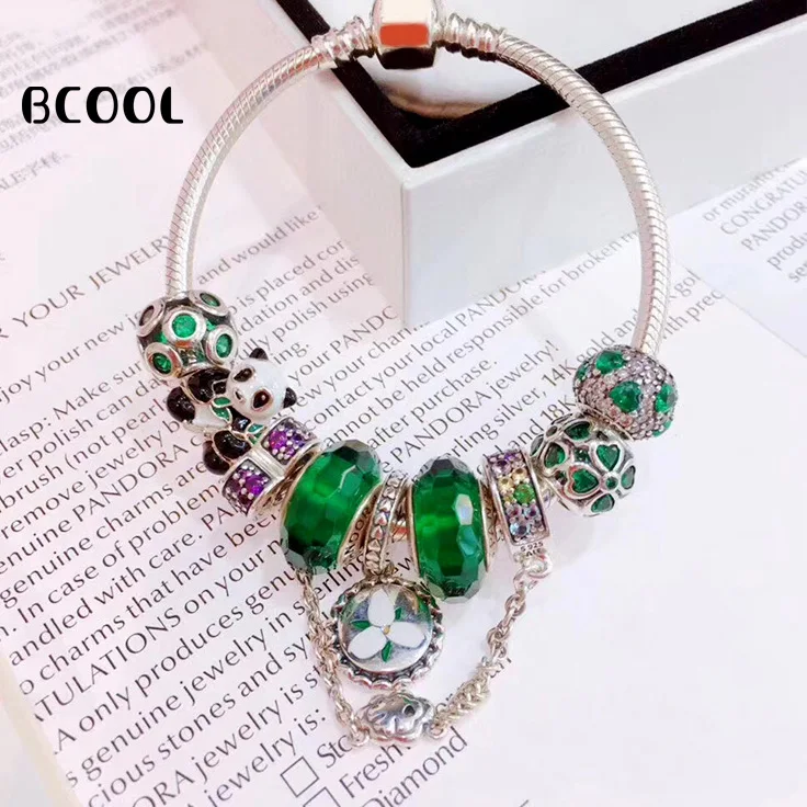 

BCOOL DIY Jewelry Charm Fashion Silver 925 Original Bracelet, Suitable For Women Panda Crystal Beads Bracelet Jewelry Gifts