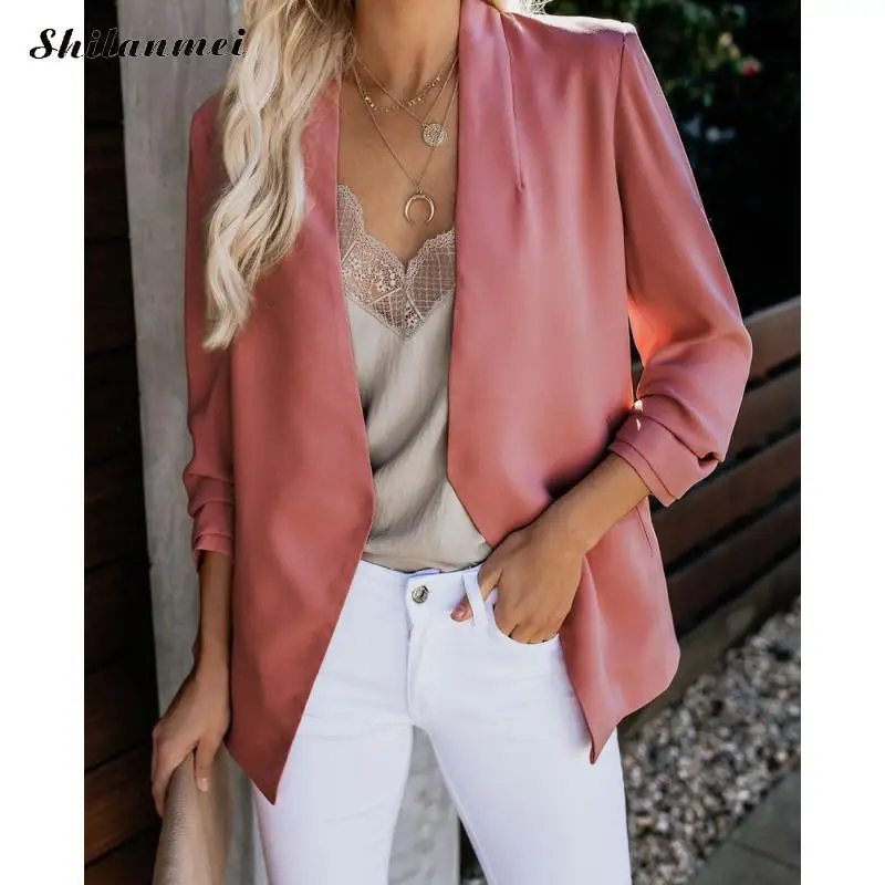 

2019 Formal Slim Jacket Work Office Ladies Suit Women Blazer Autumn Business Coat Long Sleeve Plus Size Outerwear Coats 5XL 4XL