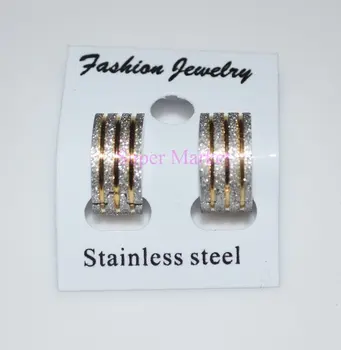 

New style Earring Stud 316L stainless Steel ground Ear ring Hoop Nail Gold High Quality 24pair/lot Free Shipping Fashion Jewelry
