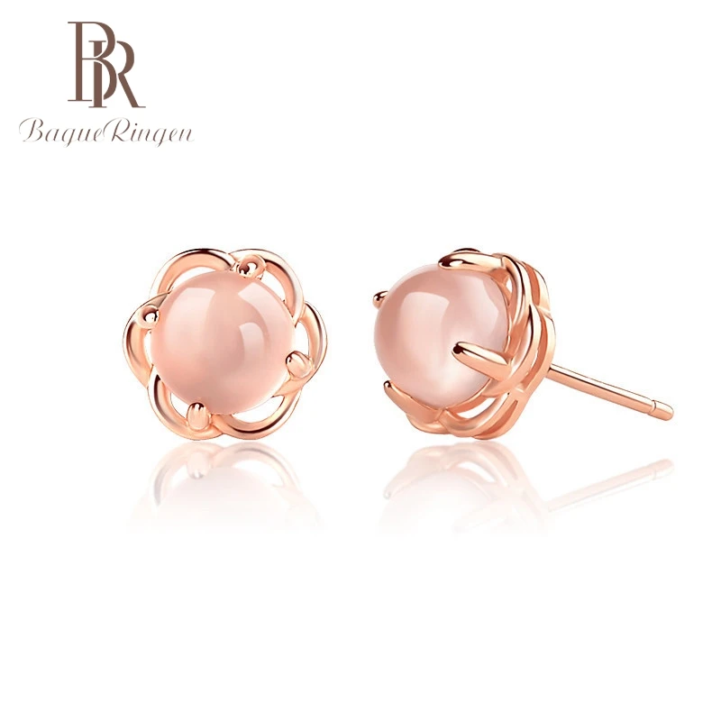 Женские серьги гвоздики Begua Ringen маленькие серебристого цвета розового золота