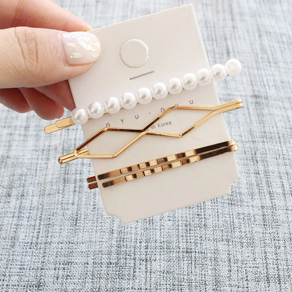 3Pcs/Set Pearl Metal Hair Clip Hairband Comb Bobby Pin Barrette Hairpin Headdress Accessories Beauty Styling Tools