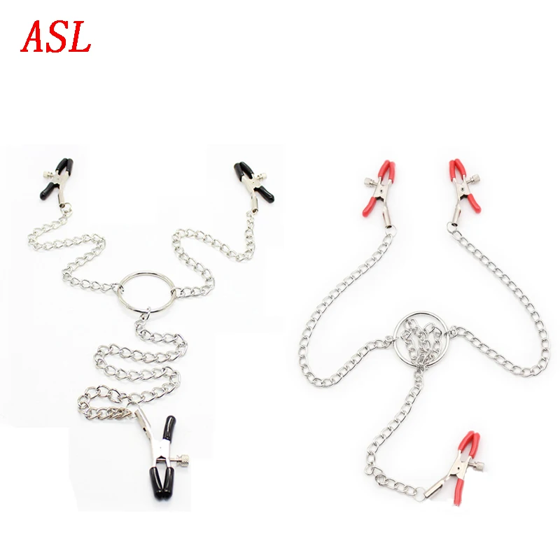 Stainless Steel Breast Nipple Clamps With Chain Clips Lingerie Sexy