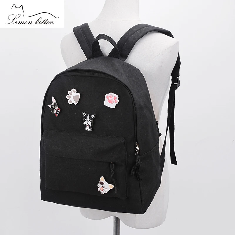 2018 Color sólido de la lona mujeres Mochila perrito Insignia Mochila chica estudiante Mochila ocio Mochila Paquete de diseño 2018 Color sólido de la lona mujeres Mochila perrito Insignia Mochila chica estudiante Mochila ocio Mochila Paquete de diseño