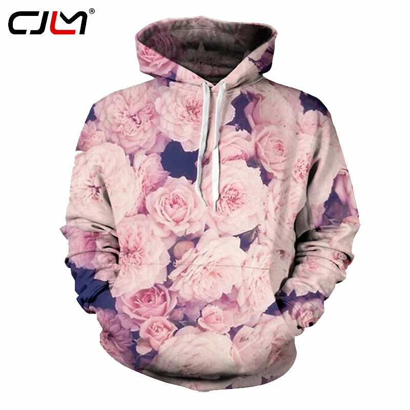 CJLM Парные толстовки для мужчин с модным принтом розовая роза 3d Толстовка