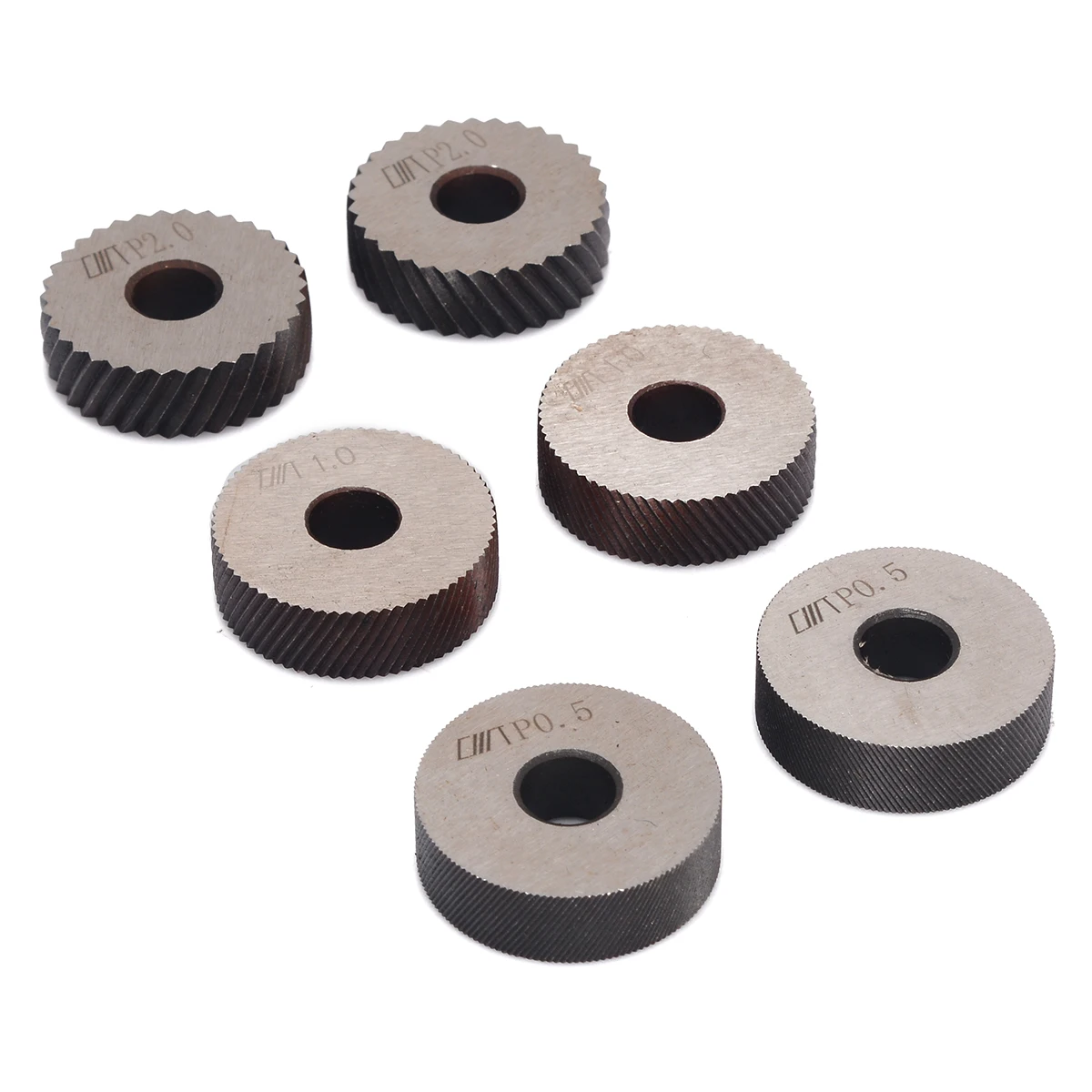 7pcs Durable Steel Knurling Tool 0.5mm 1mm 2mm Pitch Diagonal Wheel Linear Knurl Set with Wear Resistance