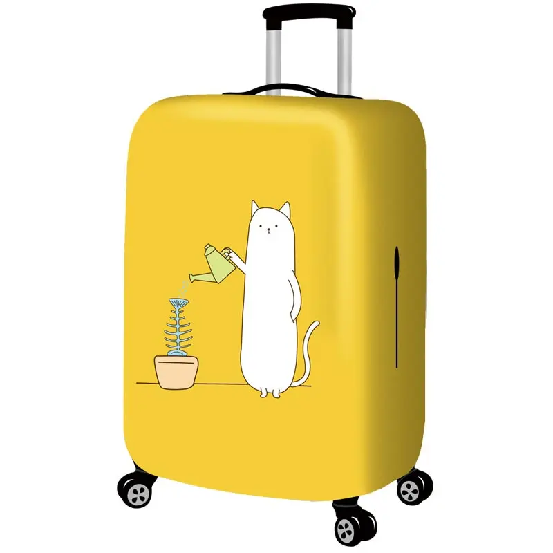 Утолщенный защитный чехол для чемоданов на колесиках, водонепроницаемый эластичный чехол для чемоданов, пылезащитный дождевик, желтый мультяшный принт с рыбами - Цвет: TF238-2