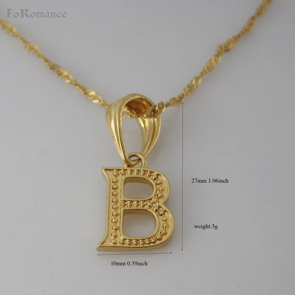 Foromance/ желтое золото GP 18 &quotожерелье с водной волной и резной буквой инициала B