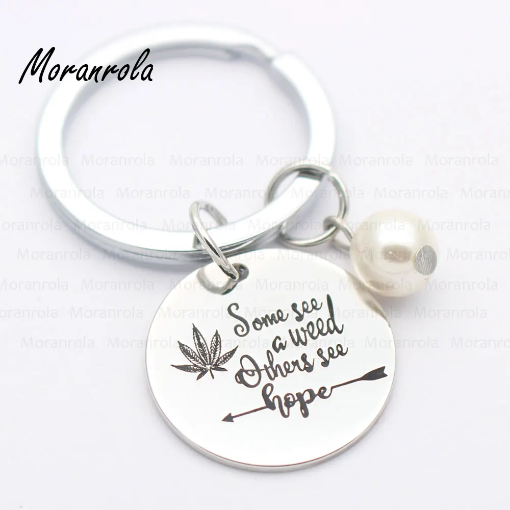 New arried "some see a weed others see hope"Copper necklace Keychain,charm cannabis leaf Jewelry Inspirational charm - Окраска металла: keychain