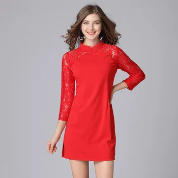 

2019 Mandarin Collar Lace Print Large size Mini Dress Sexy Women Full Lace Button Night Club Body con Party Dresses Wholesale