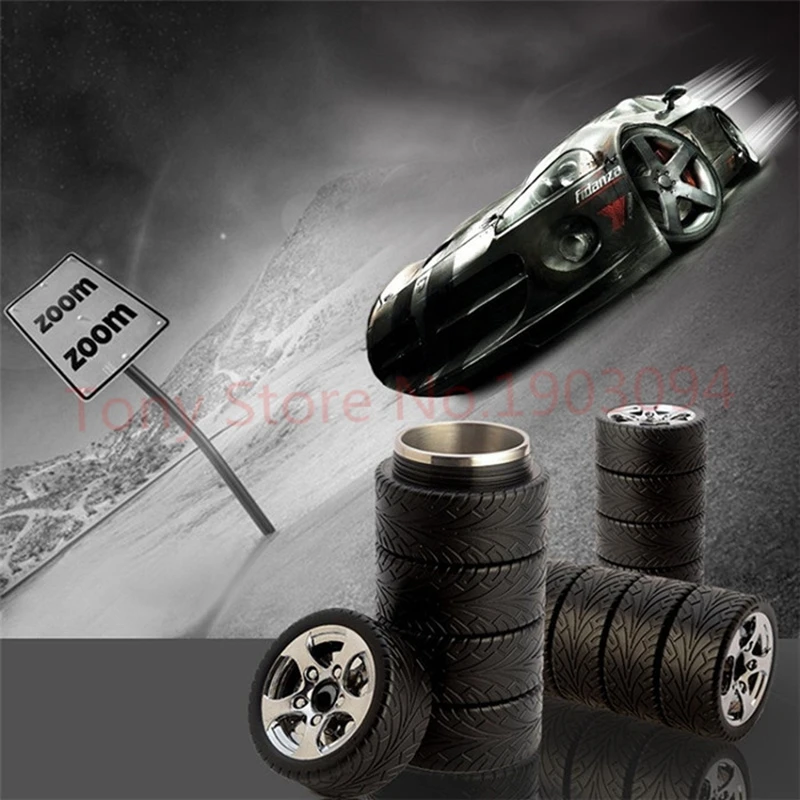 

10pcs New fashion creative tyre appearance 3 layers structure 304 stainless steel vacuum mug Thermal insulation cup