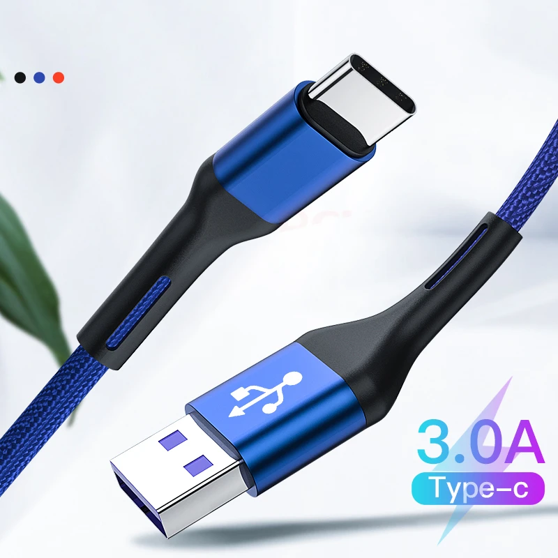 BCUYRS USB Type C Cable for Samsung S9 S8 Fast Charge Type-C Mobile Phone Charging Wire USB C Cable for Xiaomi mi9 Redmi note 7