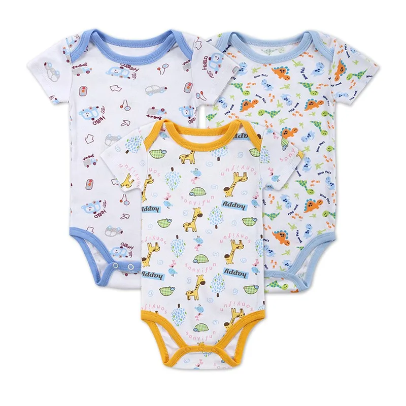 3 Pieceslot Baby Fashion Striped Short Sleeve Rompers Children Jumpsuit Newborn Boys Girls Clothes Body Roupa de bebe Overalls (1)