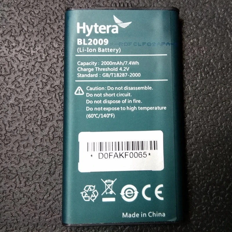 Hytera PD365 Батарея BL2009 2000 мА/ч, 3,7 V Батарея HYT PD362 PD355 PD365 PF355LF PD365LF