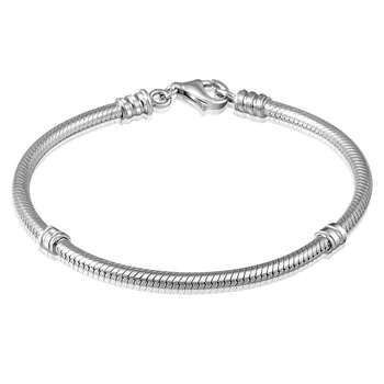 

S925 Sterling Silver Bracelet Shrimp Buckle Round Snake Chain DIY Bracelet Base Chain Charm Jewelry