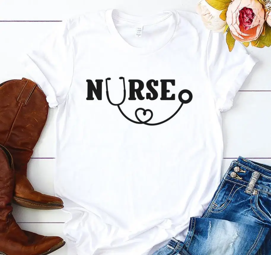 Женская футболка с буквенным принтом медсестры, хлопковая Повседневная забавная футболка для леди, топ, футболки tumblr, хипстер, 6 цветов, Прямая поставка, новинка-52