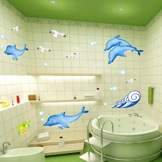Blue Ocean Dolphin/Shark/Whale Wall Stickers For Kids ...