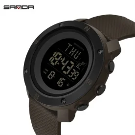 men black coffee SANDA водонепроницаемые мужские военные спортивные часы модные электронные часы мужские многофункциональные светодиодный цифровые часы для улицы relojes hombre - Цвет: men black coffee