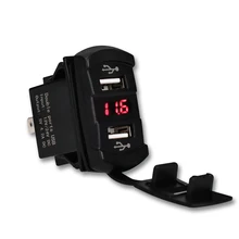 12-24V 4.2A Dual USB Port Phone Car Charger Socket Adapter Quick Charge Blue Red LED Voltmeter For iPhone7 Ipad Samsung Tablet