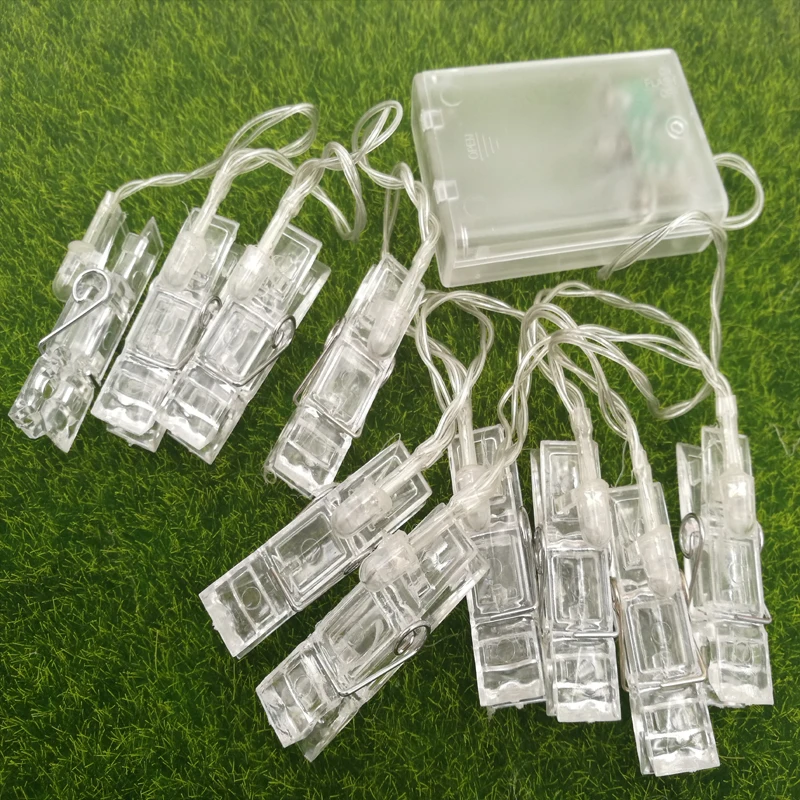 

led clip string light Garland fairy Christmas light 1.3M 10leds with 3*AA battery box Hanging photos party wedding decoration