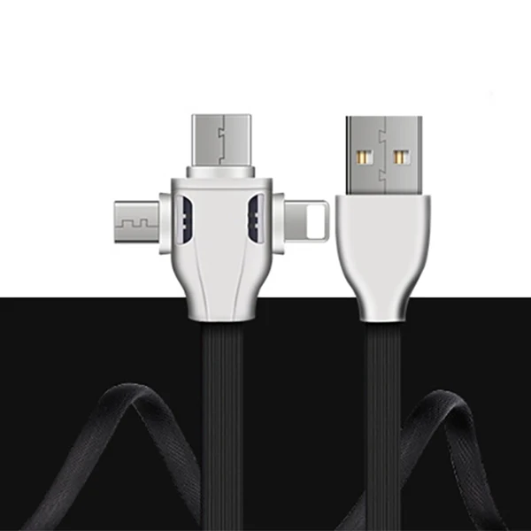 NOHON 3 в 1 USB кабель 8 Pin Micro usb type C кабель для iPhone 8 7 Plus X XS MAX XR Быстрая зарядка для samsung Android телефонный шнур - Цвет: Black